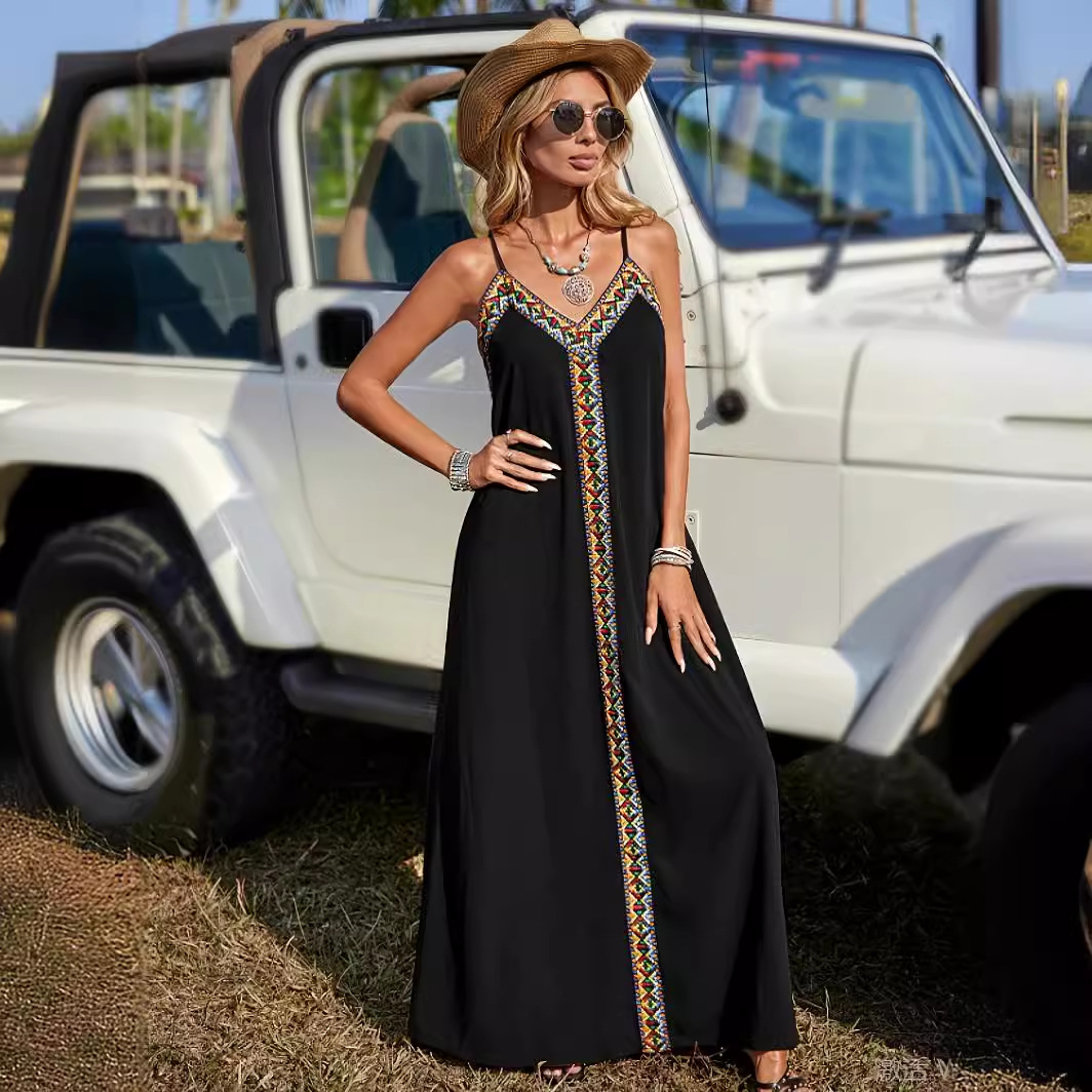 Bohemian Style V-neck Casual Camisole Dress