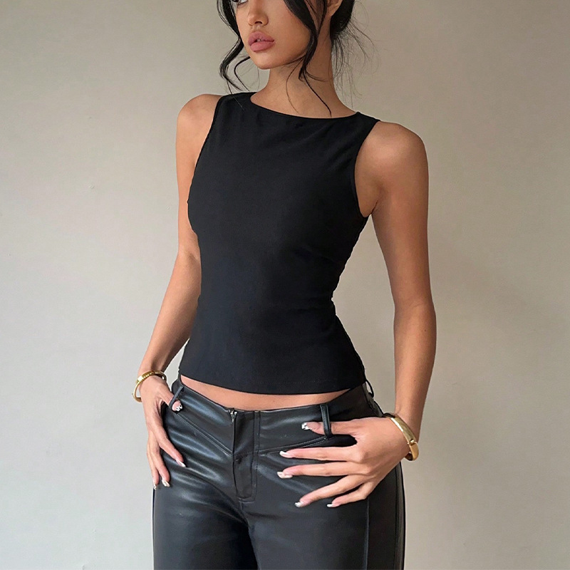 Sexy European And American Style Small Vest Stretch Sleeveless Slim Top For Women