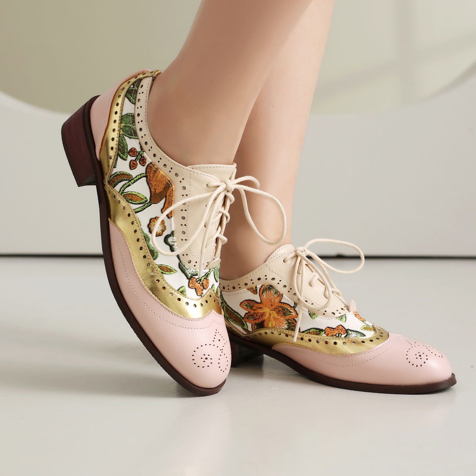 Womens Fashionable Vintage Chunky-heel Pumps