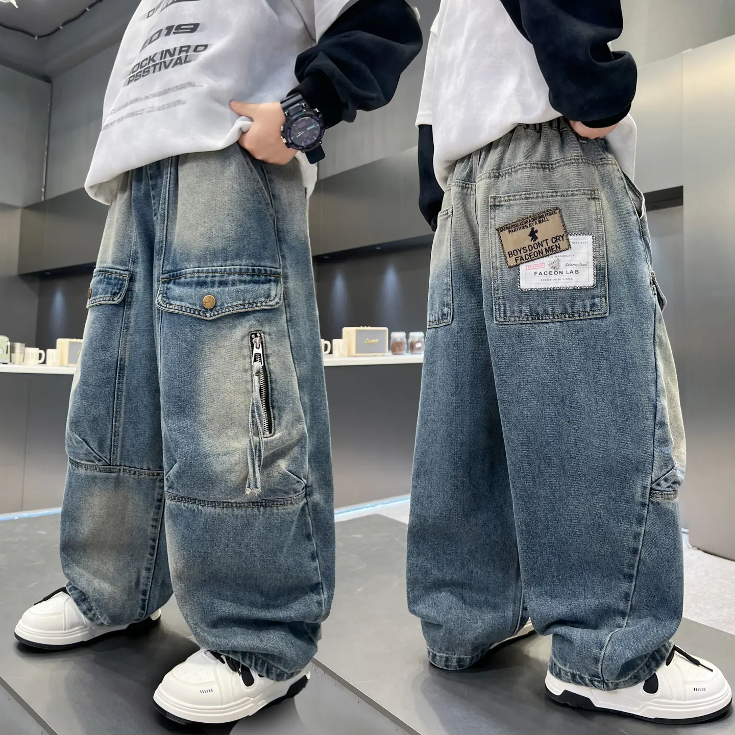 Simple And Versatile Boys' Pants Loose Cargo