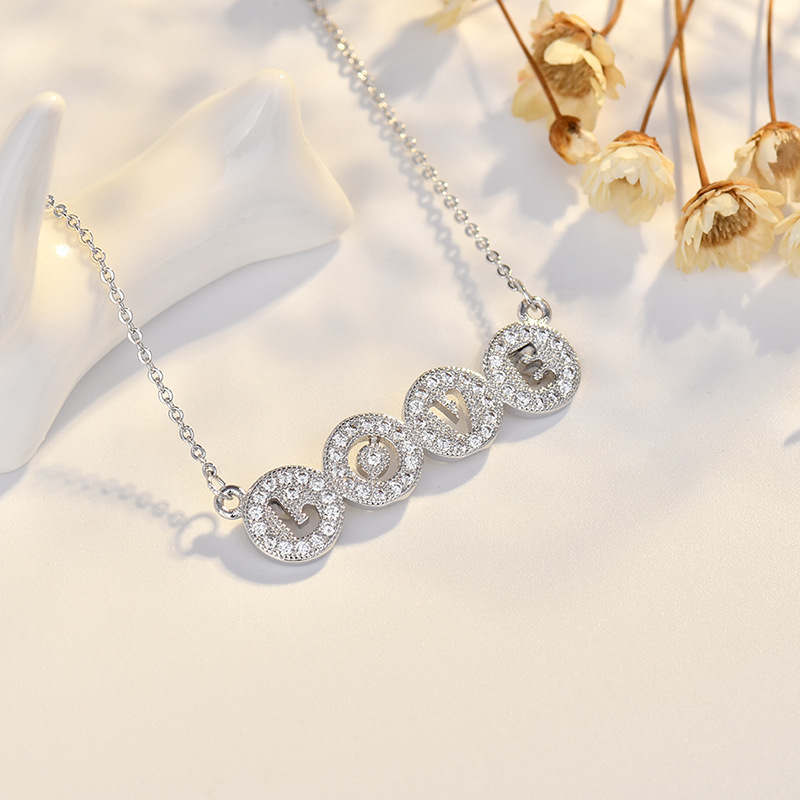 Inlaid Zircon Love Letter Necklace With A Little Sense Of Design