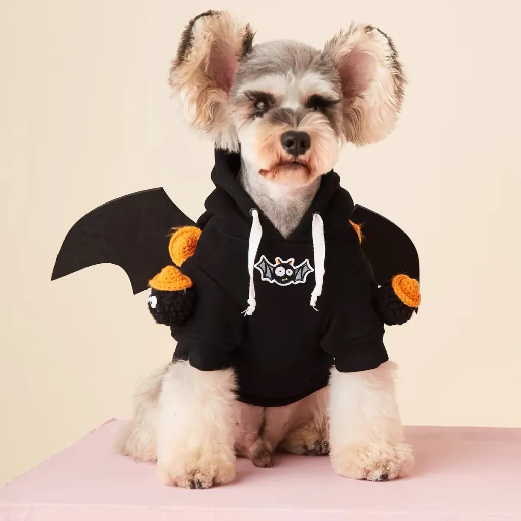 Detachable Wings Teddy Schnauzer Bichon Brushed Hoody - Velvet