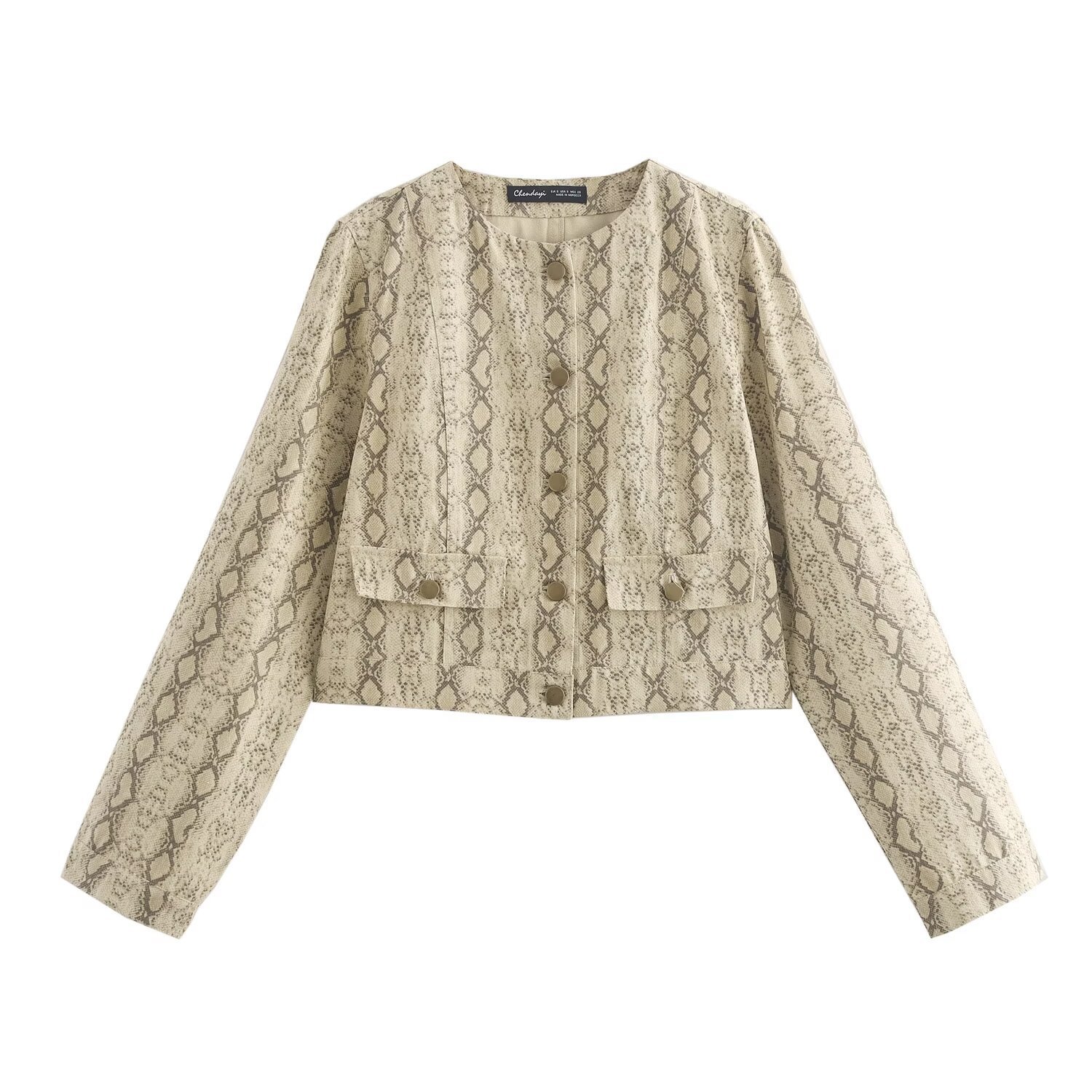 Women's Autumn And Winter New Printed Denim Jacket Straight leg Pants Suit Jacket S - Shop at LoveMi