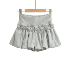 Lace Lantern Bud Mini Skirt For Women - Grey - View 1