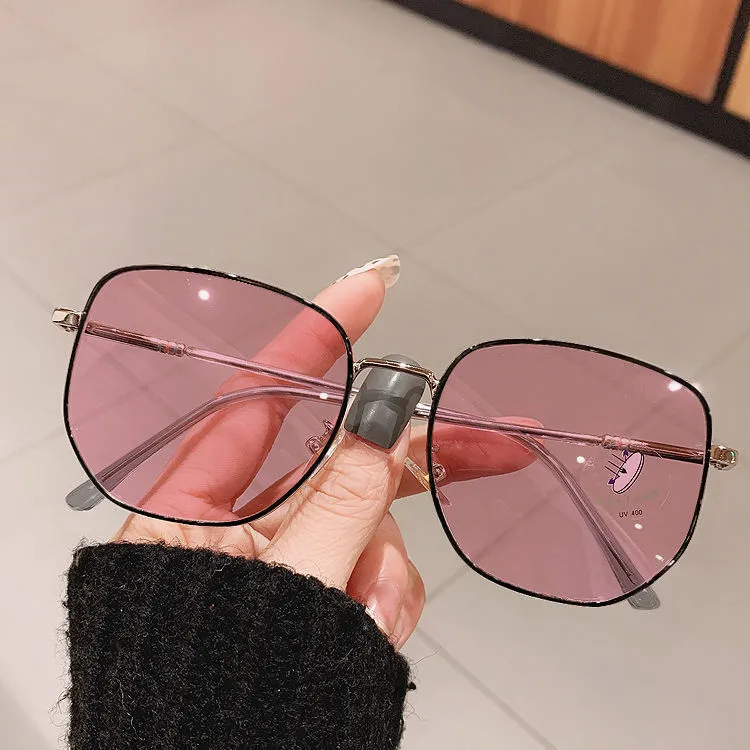 Color Changing Glasses Women's Myopia Can Be Equipped With Degrees - Pink