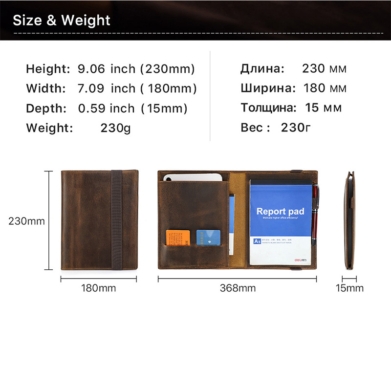 Crazy Horse Leather A5 Paper Notebook Multi-function Protective Sleeve - Image 4