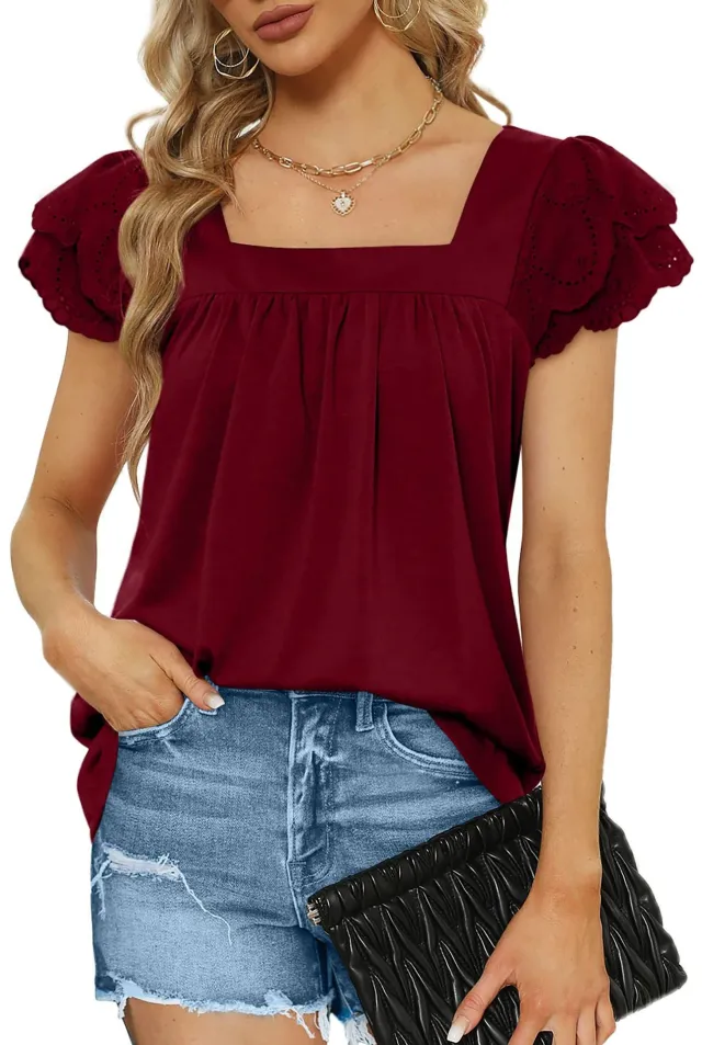Fashion New Women's Casual Top Wine - Shop at LoveMi