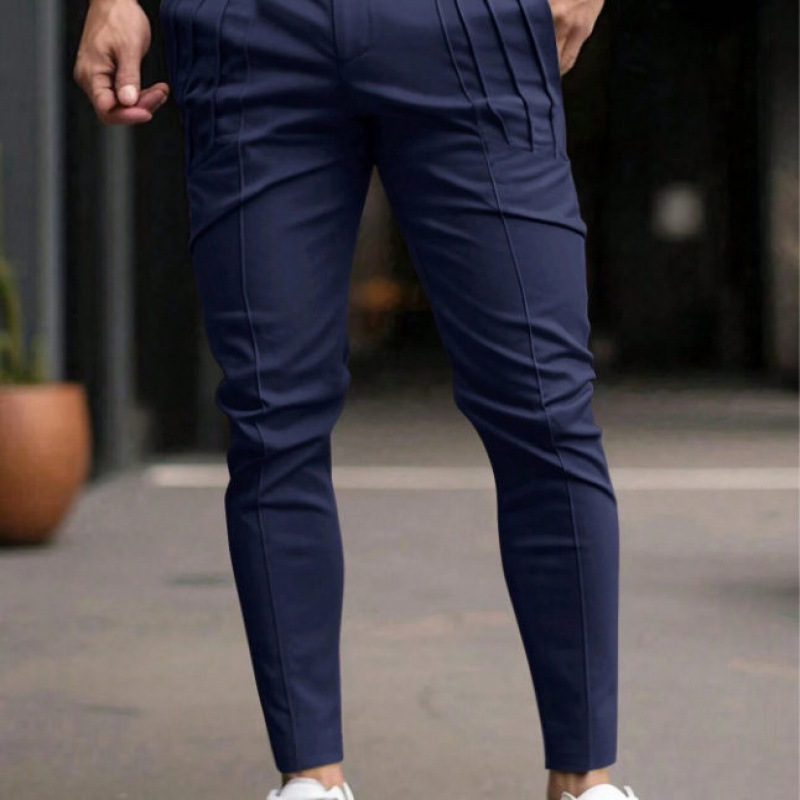 Men's Solid-Colored Dress Pants Casual Pants Slim-Fit