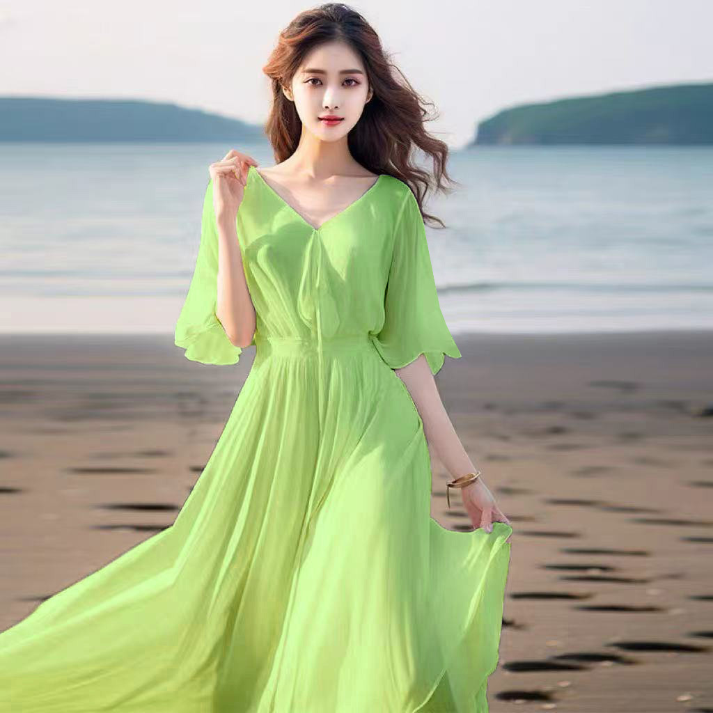 Chiffon New Style Waist Cinching Flattering Maxi Skirt