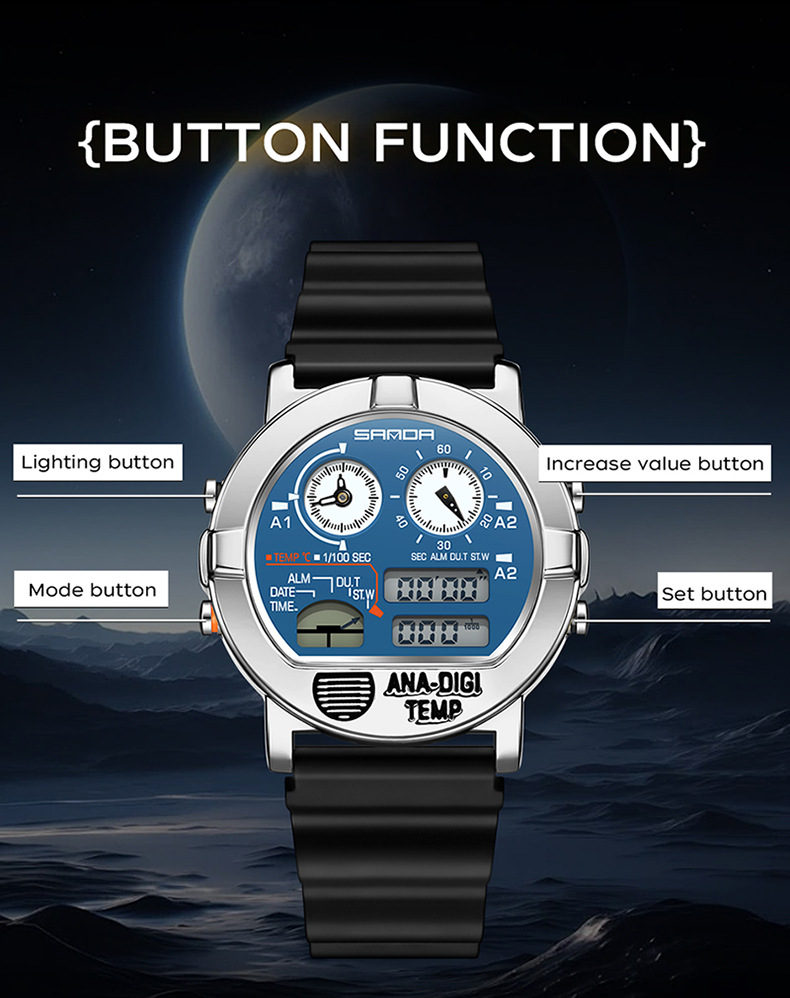 Sanda 3371 Analog Digital Sports watch for Men