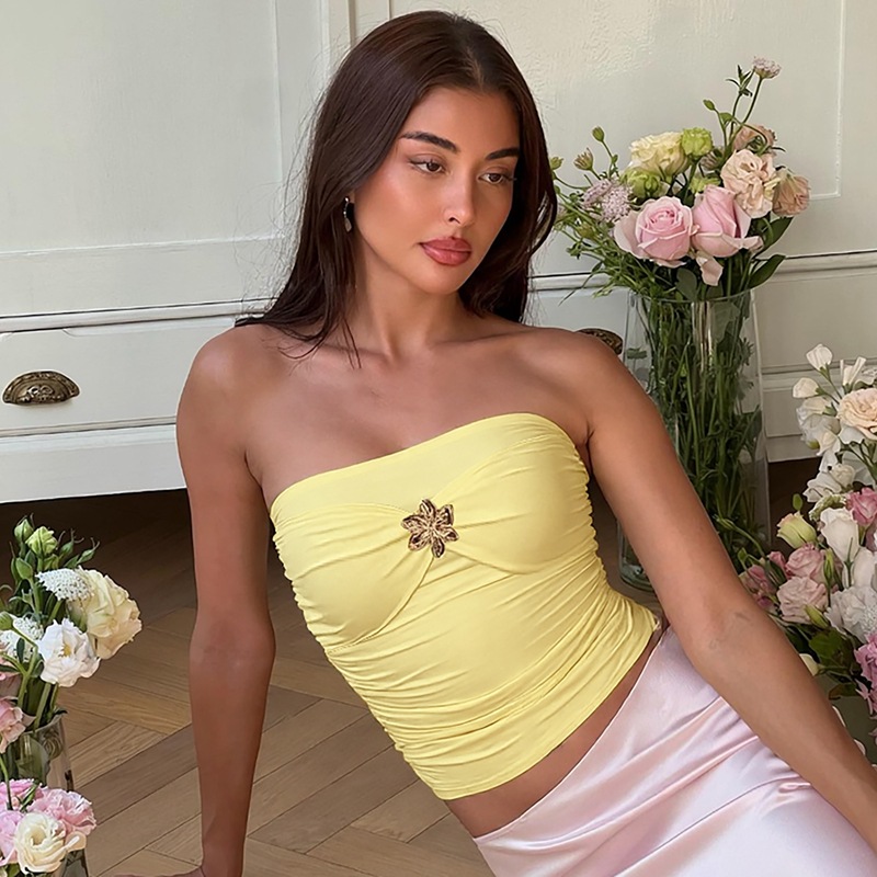 Women's Pleated Tube Top Slim Top