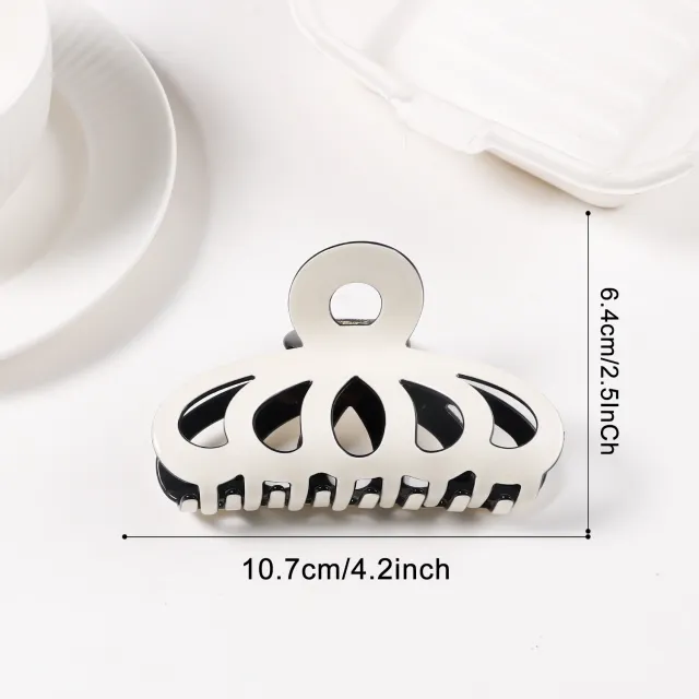 Contrast Color Hollow Out Minimalist Updo Shark Clip White - Shop at LoveMi