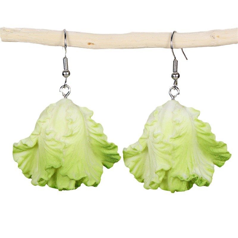 Vegetable Earrings Lettuce Brocoli Green
