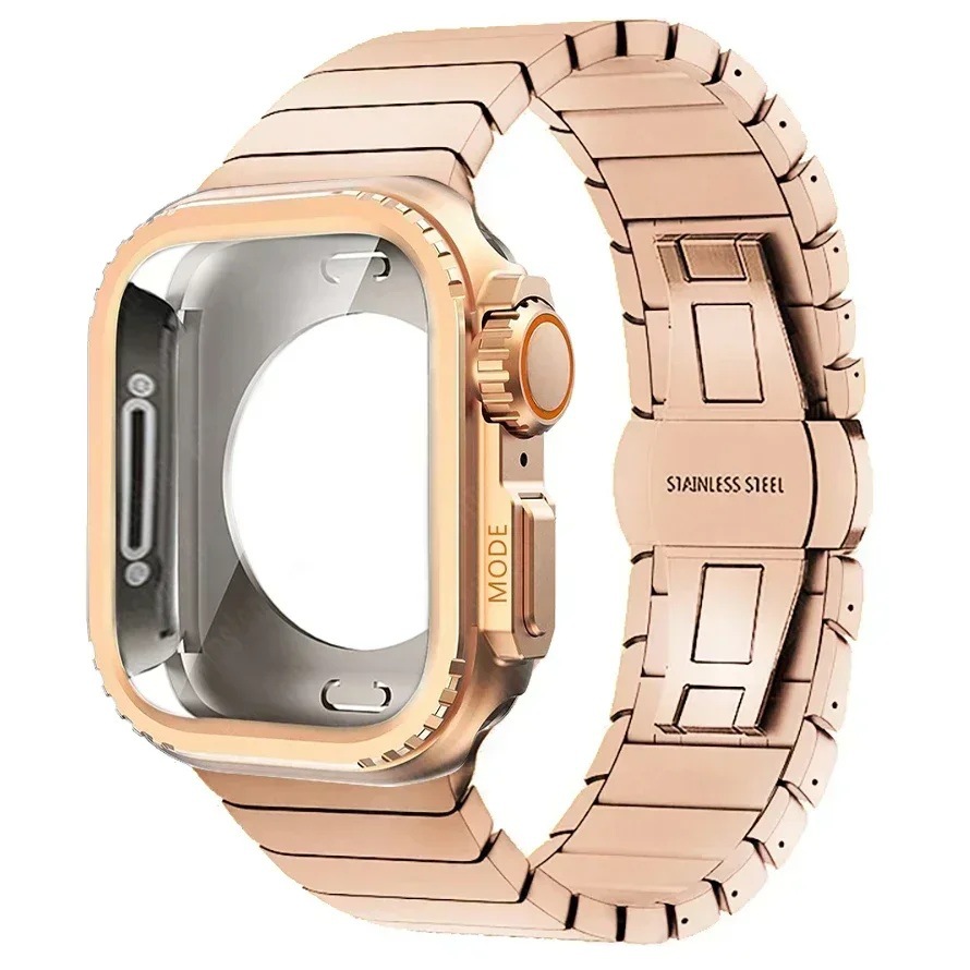 One-piece Butterfly-clasp Stainless Steel Metal Watch Strap