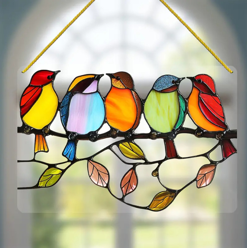 Title 12, Flat Color Bird Acrylic Wall Pendant