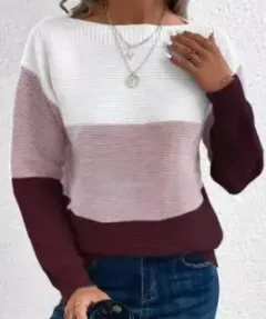 Autumn And Winter Knitted Sweater Women's Round Neck Long Sleeve Pullover Top - Red - View 1