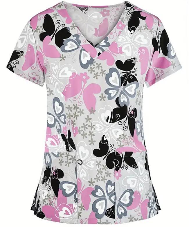 Summer Casual New Women's V-neck Cloth For Nursing Workers Short Sleeve - Picture 11 of 12
