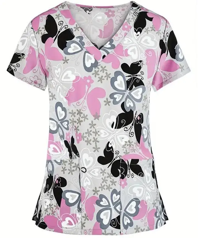 Summer Casual New Women's V-neck Cloth For Nursing Workers Short Sleeve - Bcj 07 Style-2Xl