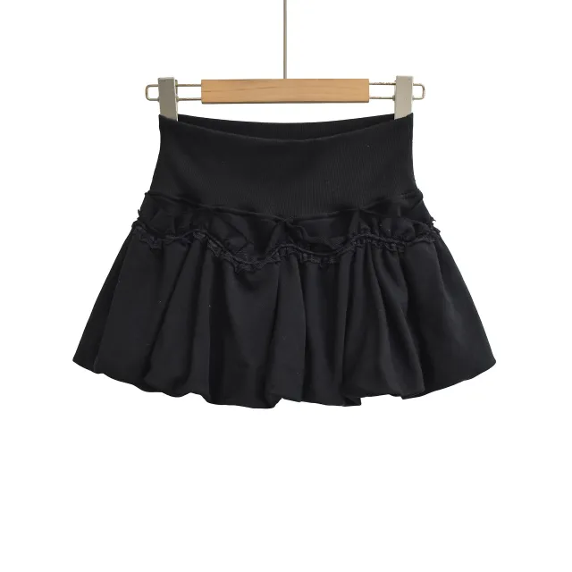 Lace Lantern Bud Mini Skirt For Women Black - Shop at LoveMi