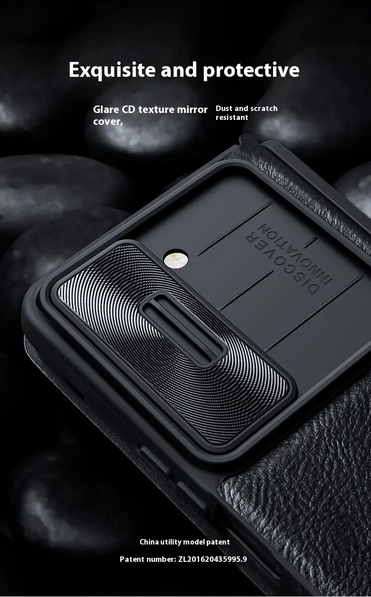 Mobile Phone Lens Slide Cover Flip With Pen Sleeve Protective Case
