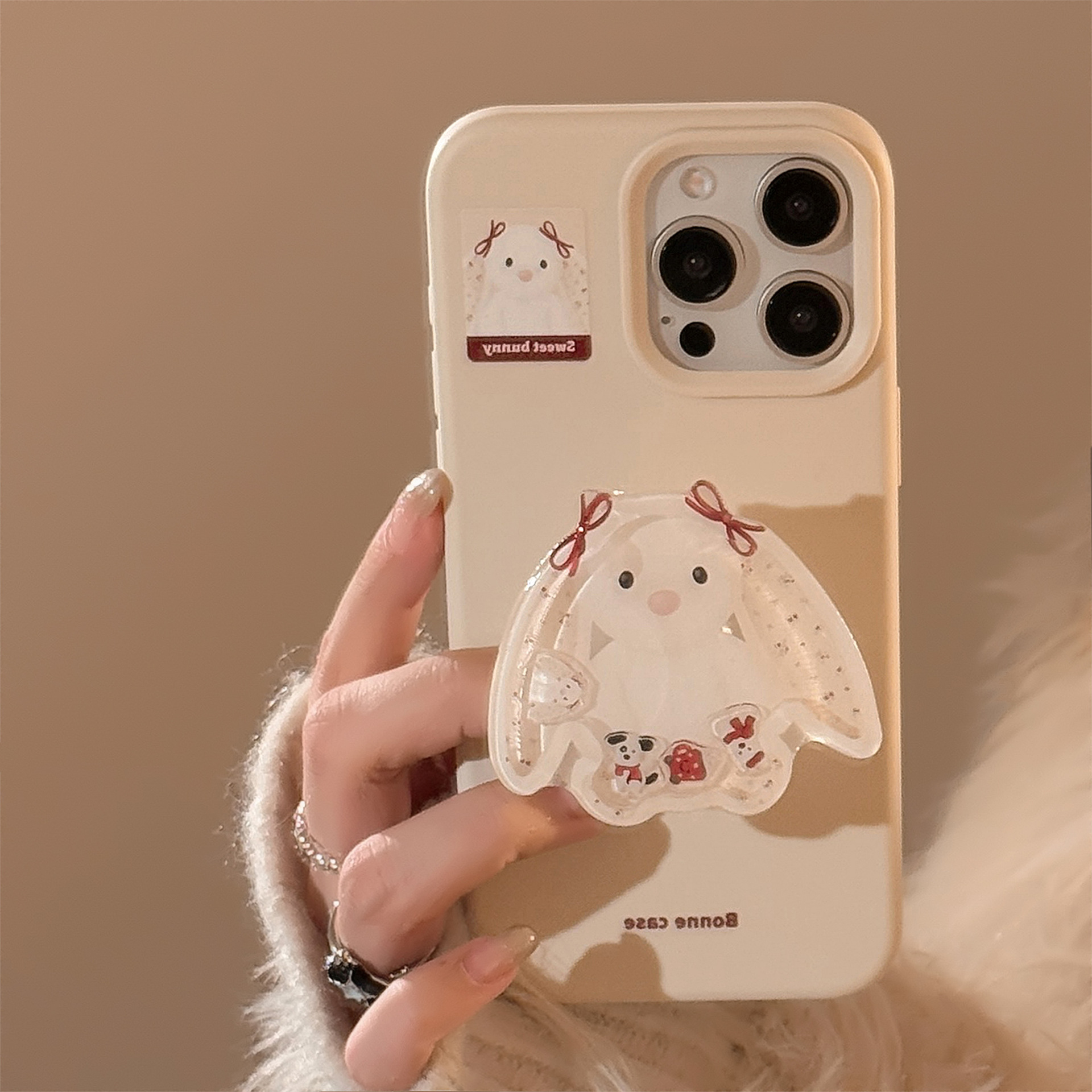 Cartoon Animal Shaker Stand Phone Case In Silicone