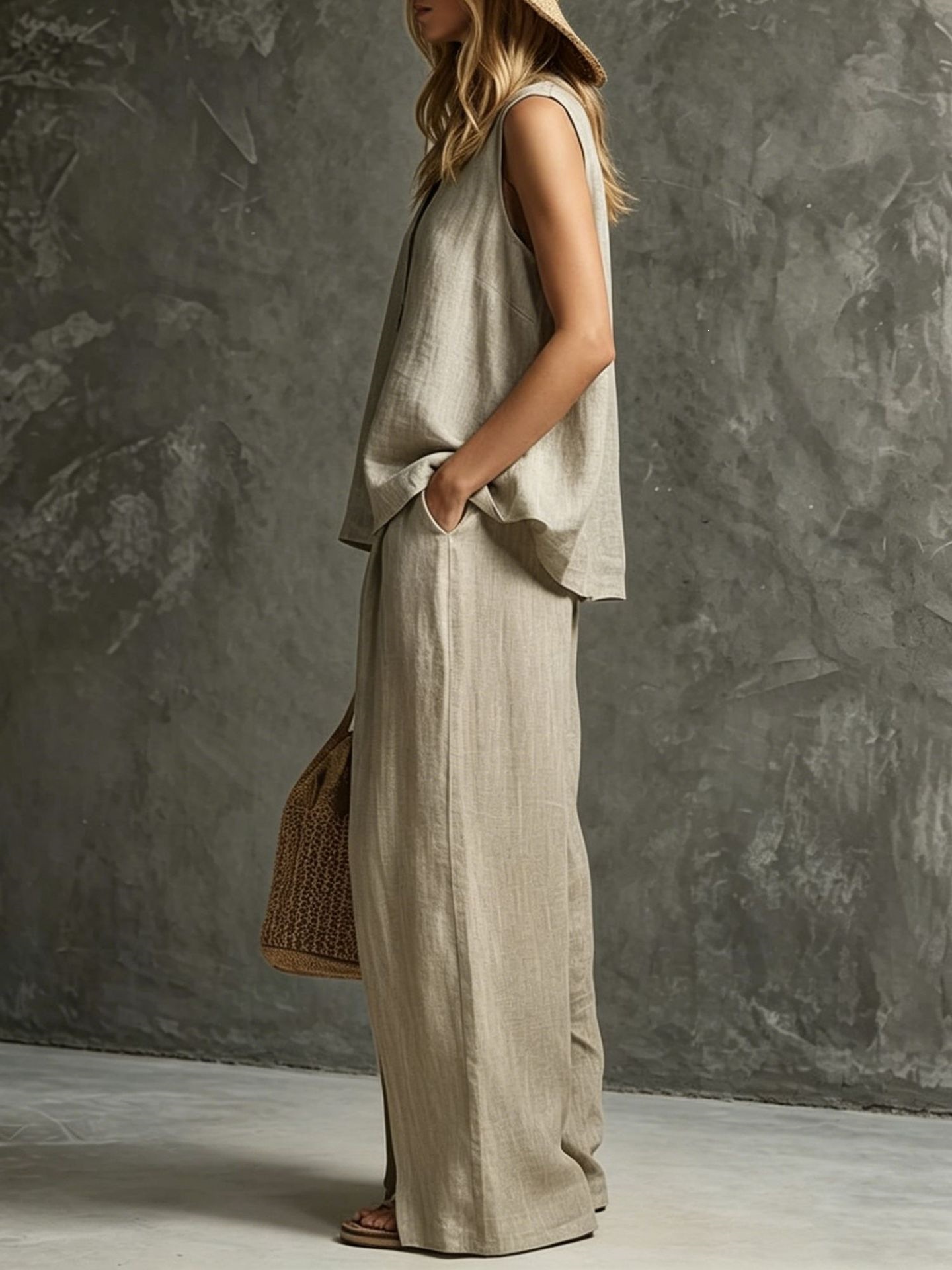 Women's sleeveless tank top and wide-leg pants – all color options