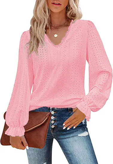 European And American Style Women V neck T shirt Pink - Shop at LoveMi