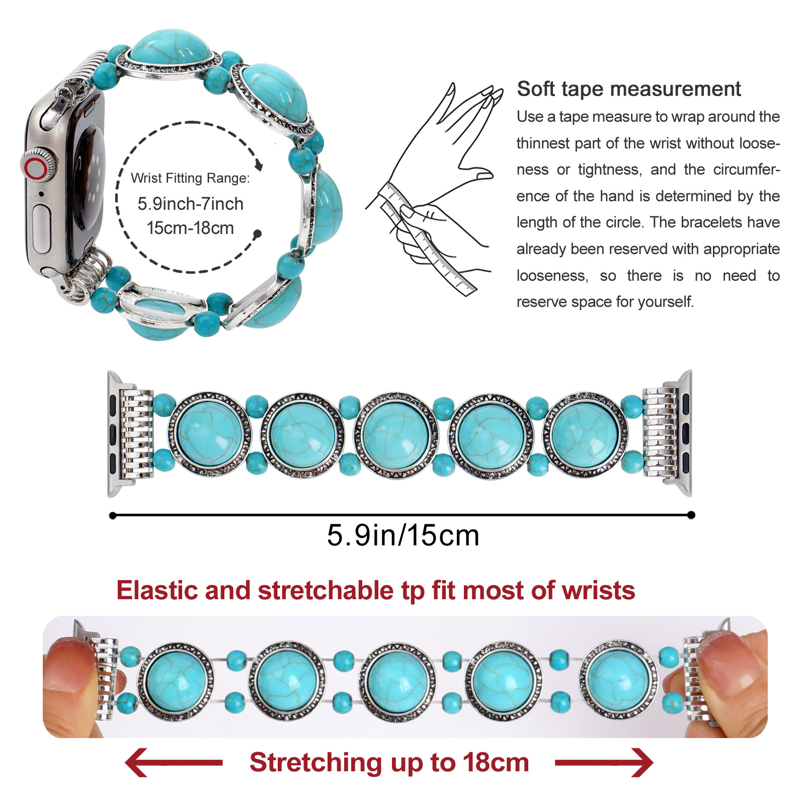 Title 1, Turquoise Single Circle Watch Bracelet