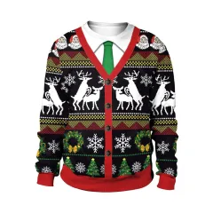European And American Christmas Christmas Men's And Women's Same 3D Printed Crew Neck Sweatshirt Top Couple Wear - Lh1157-L - View 1