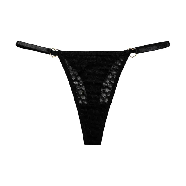 Heart Buckle Thin Strap Cotton Crotch Underwear Black - Shop at LoveMi