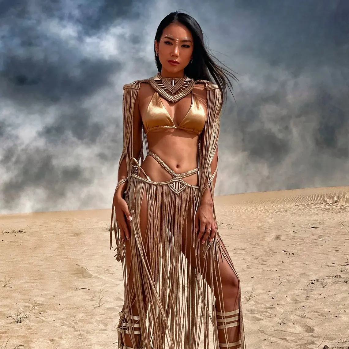 Knitted Elegant Tassel Long Dress Beach Sexy