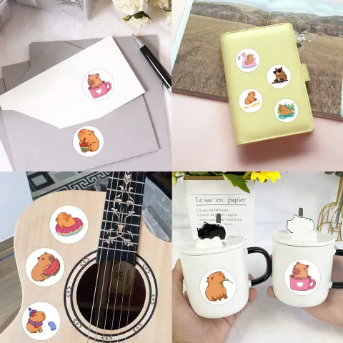 500 Stickersroll Cartoon Capybara Roll Stickers Children's Color Decorative