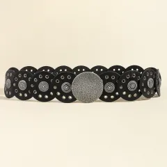 Fashion Personality Retro Ladies Belt - Antique Silver Black 25 - View 1