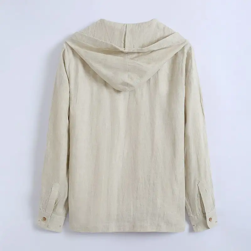 Solid-color Linen Casual Shirt For Men