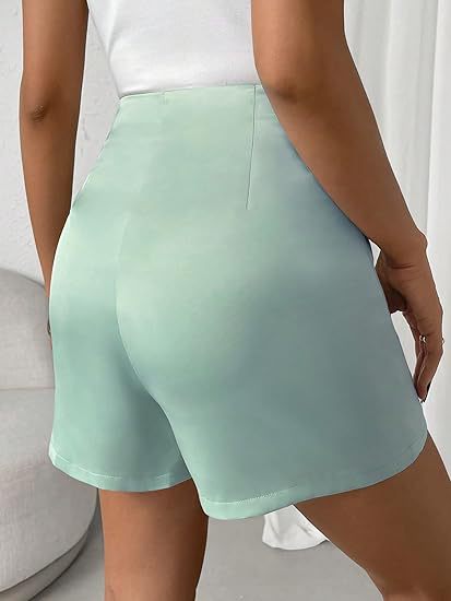 Flattering Pleated Wrap Asymmetrical High-Waist Shorts