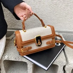Spring Summer Handheld Small Square One Shoulder Crossbody Bag Brown - Shop at LoveMi