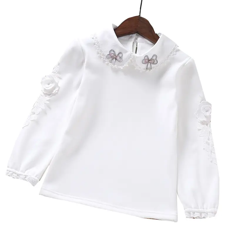 Children's Peter Pan Collar White Long-sleeved Bottoming Shirt