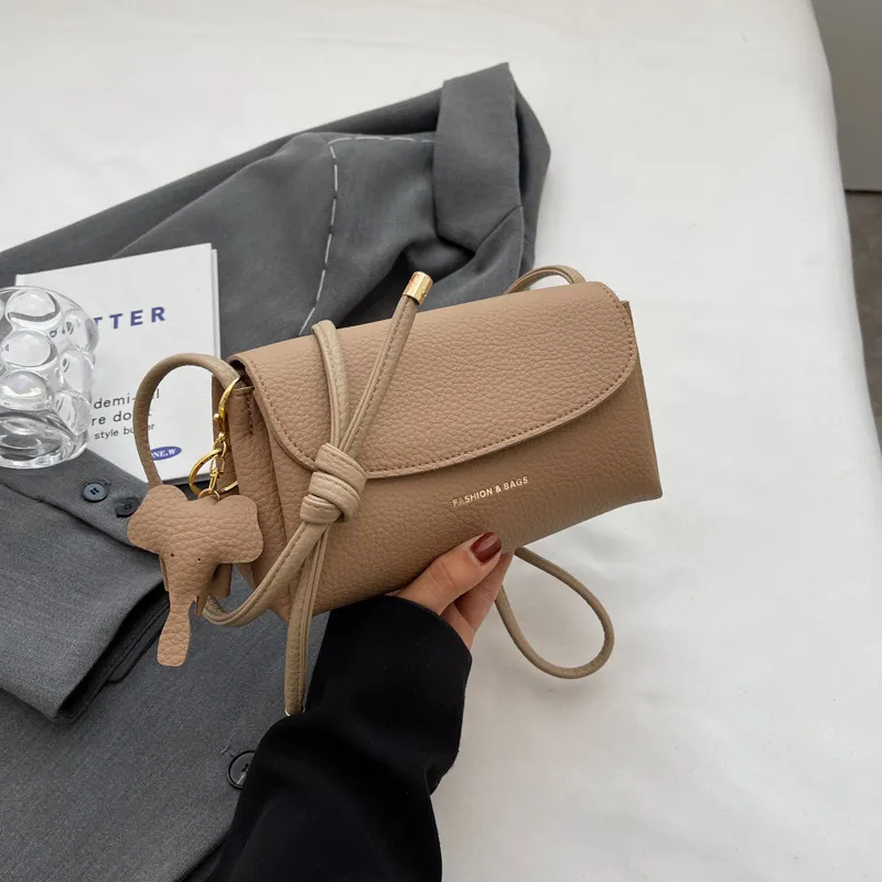 Soft Leather Small Shoulder Bag High Texture Niche Women - Khaki
