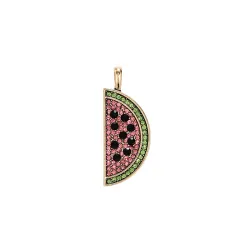 Summer Fruit Wind Watermelon Pendant Elephant Colour Zircon Necklace 18K Gold - Watermelon Pendant Only - View 1