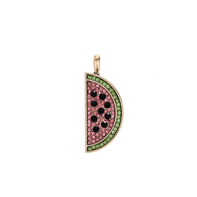 Summer Fruit Wind Watermelon Pendant Elephant Color Zircon Necklace 18K Gold Watermelon Pendant Only - Shop at LoveMi