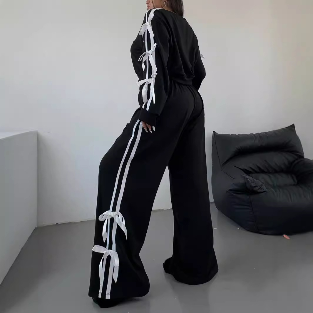 Casual Long-sleeved Top Loose Trousers Sweater Two Pieces