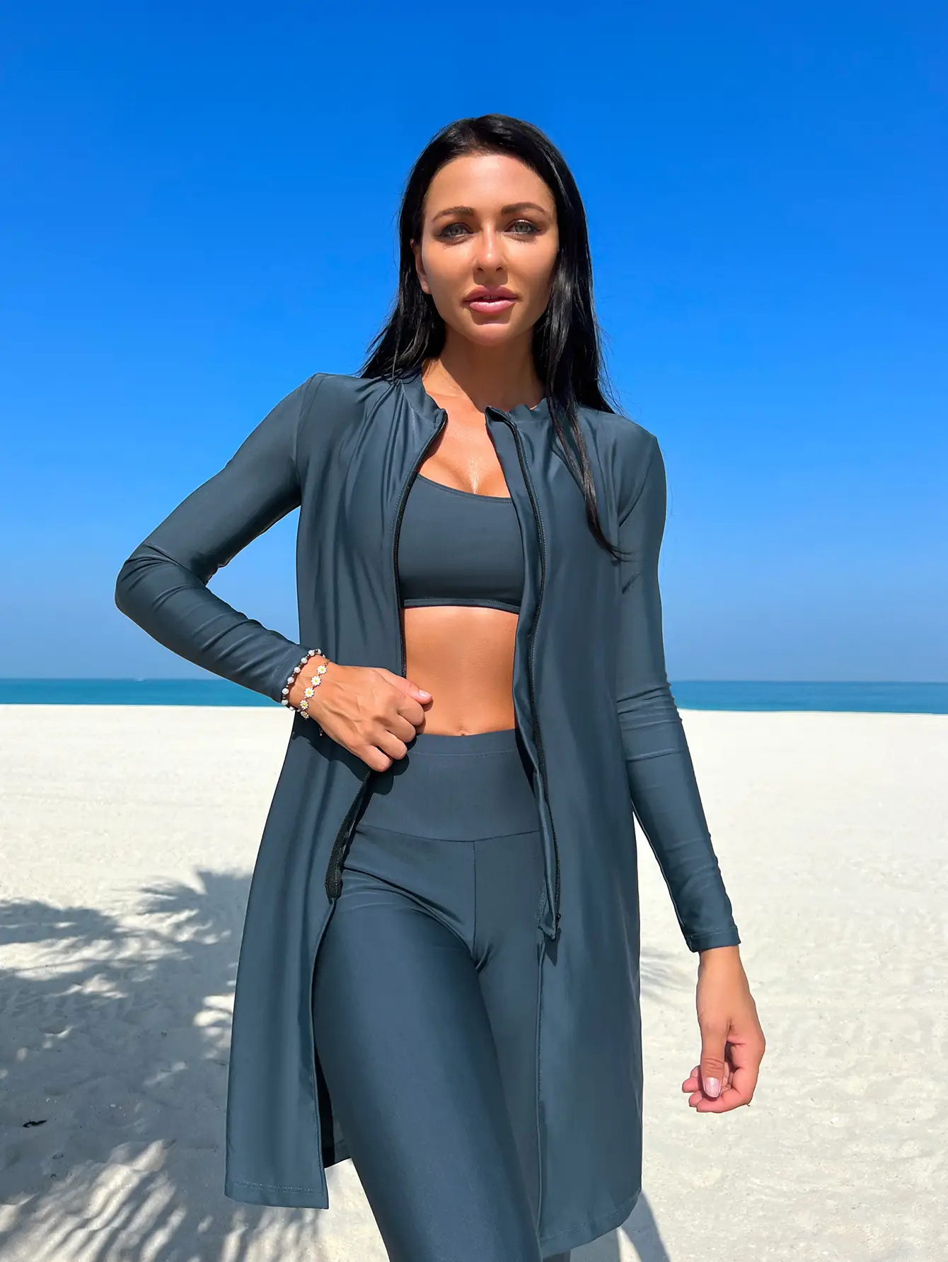 New Muslim Conservative Middle Eastern Solid-color Long-sleeve Pants Set