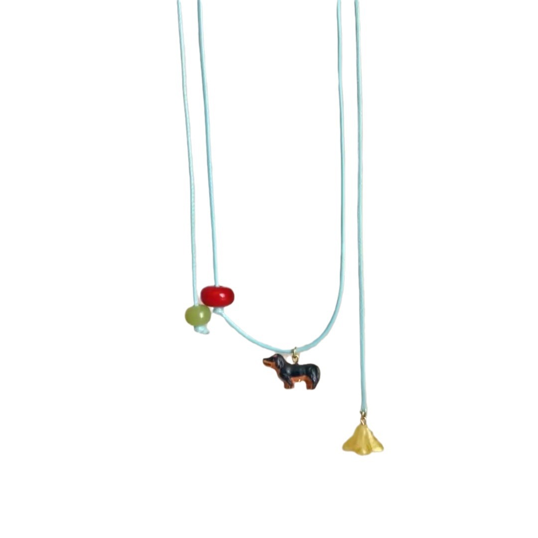 Design Color Dopamine Sausage Dog Beaded Necklace