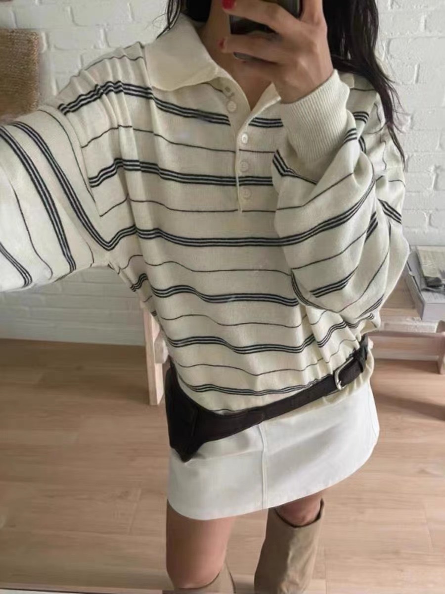 Women's Striped Design Sweater Top