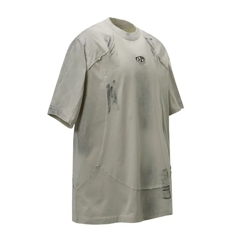 American Style High Street Fashion Brand Retro Distressed Dirty Short Sleeve