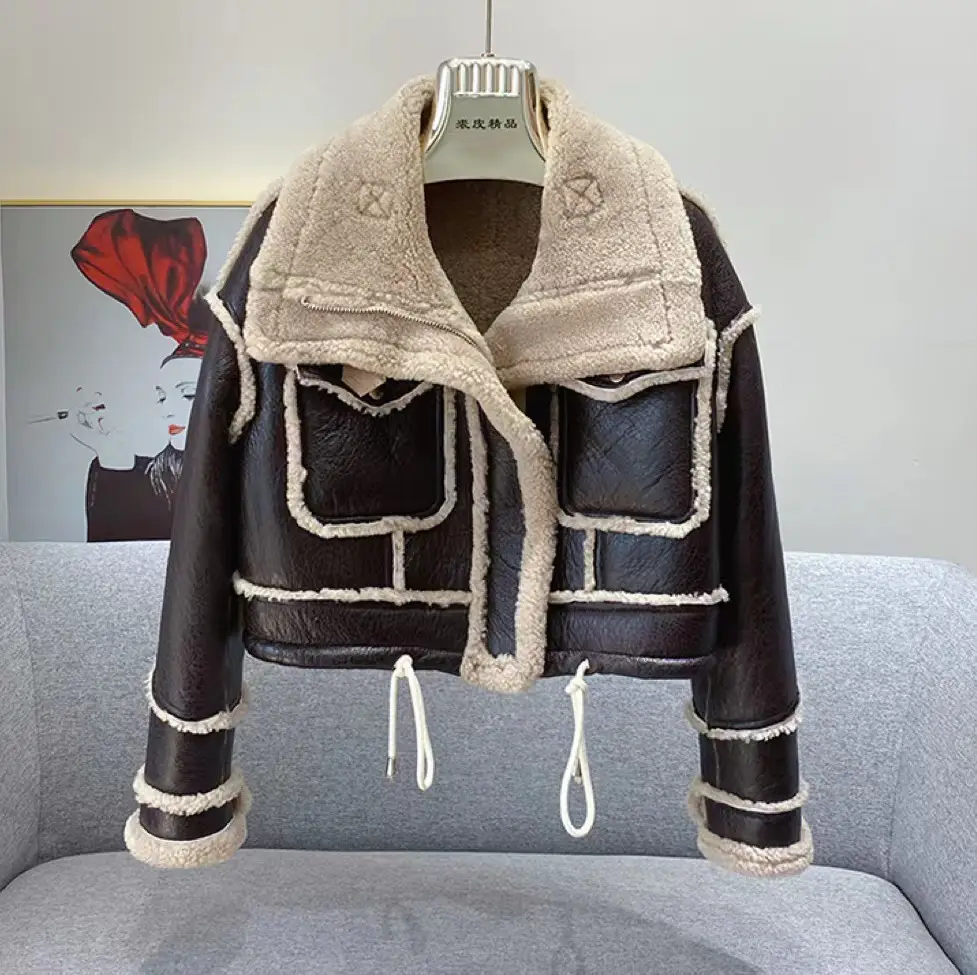 Girls Fur Coat Thickening Stand Collar