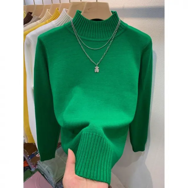 Autumn And Winter Gas Half Turtleneck Outerwear Top Green - Shop at LoveMi