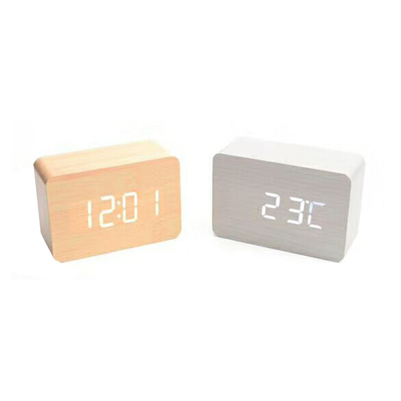 Sleek Mini LED Rectangular Wooden Digital Clock