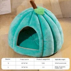 Autumn And Winter Dogs And Cats Semi-enclosed Nest - Peacock Blue - View 1