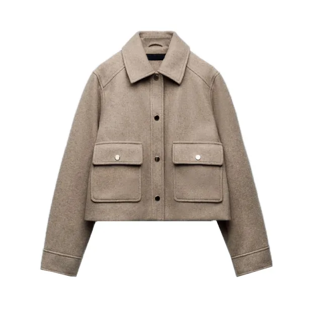 New Fall Women's Clothing Design Lapel Long Sleeve Versatile Casual Soft Jacket Jacket Tan - Shop at LoveMi
